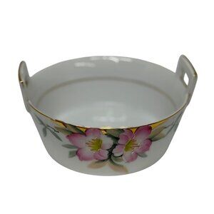 VTG Noritake Azalea 2-Handled Butter Tub Dish 5"x2.25" Floral Hand-Painted Japan